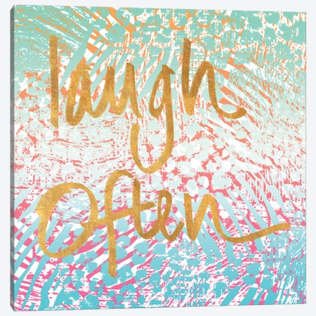 Laugh Often Neon Canvas Print #NBI21} by Nicholas Biscardi Canvas Art