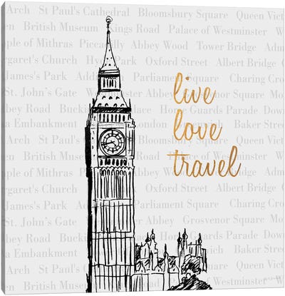 Live Love Travel Canvas Art Print - Big Ben