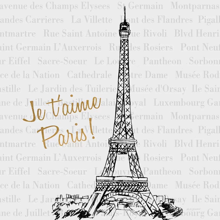 Travel Pack Je T'Aime Paris by Nicholas Biscardi wall art
