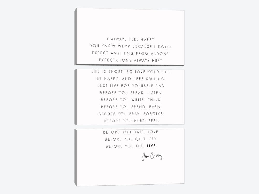 I Always Feel Happy - Jim Carrey by Nicole Basque 3-piece Art Print