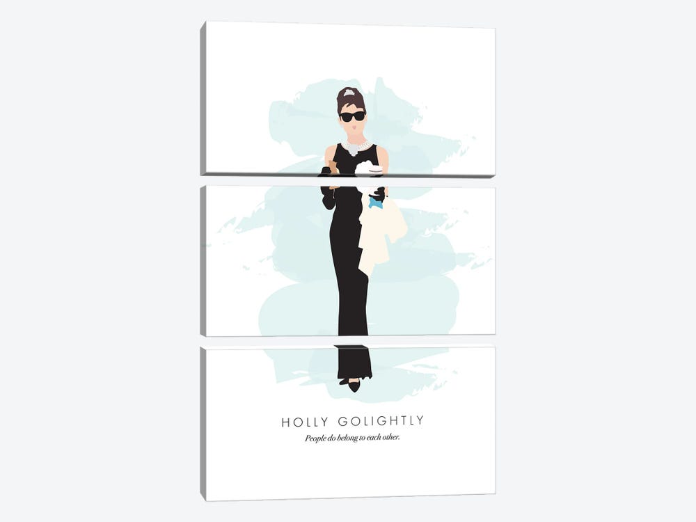 Holly Golightly - Breakfast At Tiffanys by Nicole Basque 3-piece Canvas Print