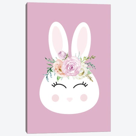 Floral Bunny Canvas Print #NBQ31} by Nicole Basque Art Print