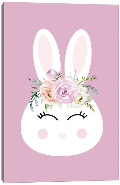 Floral Bunny Canvas Art Print - Nicole Basque