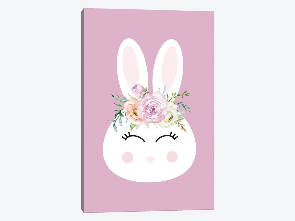 Floral Bunny by Nicole Basque 1-piece Canvas Print