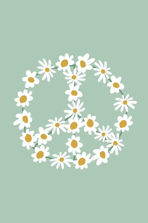 Green Daisy Peace Sign by Nicole Basque wall art