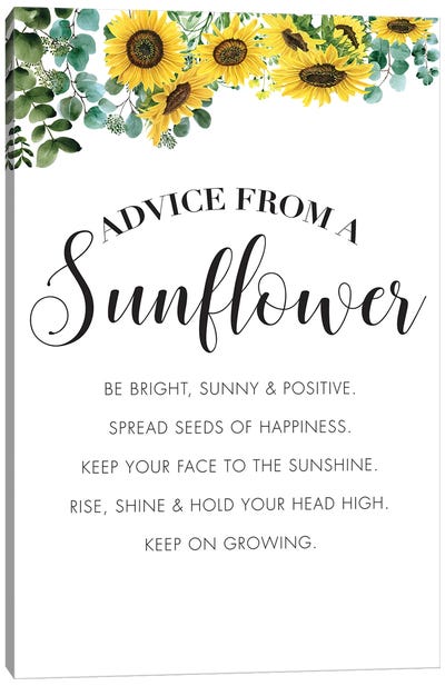Advice From A Sunflower Canvas Art Print - Nicole Basque