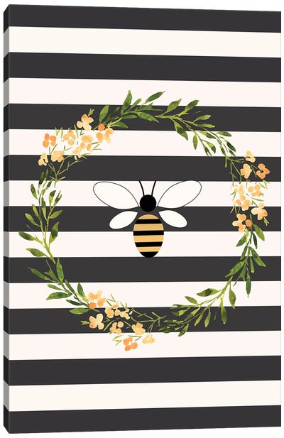 Honey Bee In A Wreathe Canvas Art Print - Nicole Basque