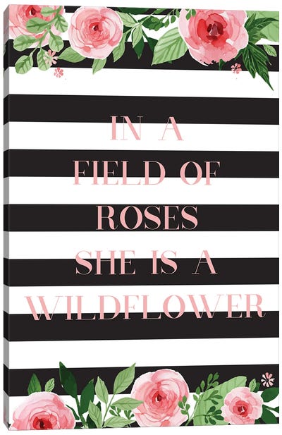 In A Field Of Roses Canvas Art Print - Nicole Basque