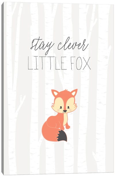 Little Fox Canvas Art Print - Minimalist Nursery