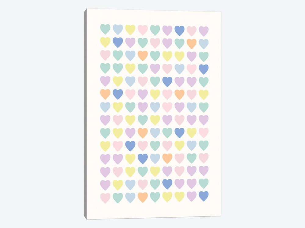 Pastel Hearts 1-piece Canvas Print