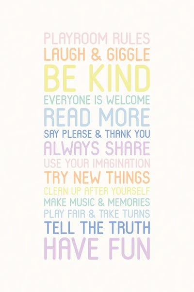 Pastel Playroom Rules by Nicole Basque canvas print