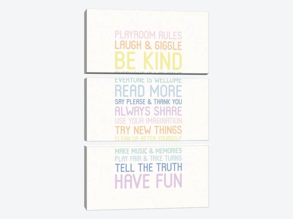 Pastel Playroom Rules by Nicole Basque 3-piece Art Print