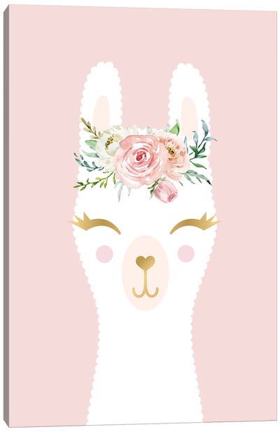 Pink Llama Canvas Art Print - Llama & Alpaca Art