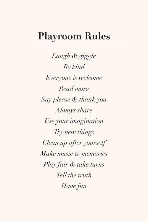 Playroom Rules