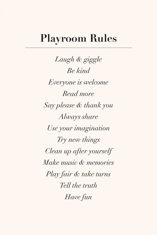 Playroom Rules