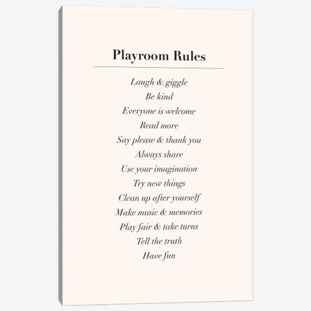 Playroom Rules Canvas Print #NBQ86} by Nicole Basque Art Print