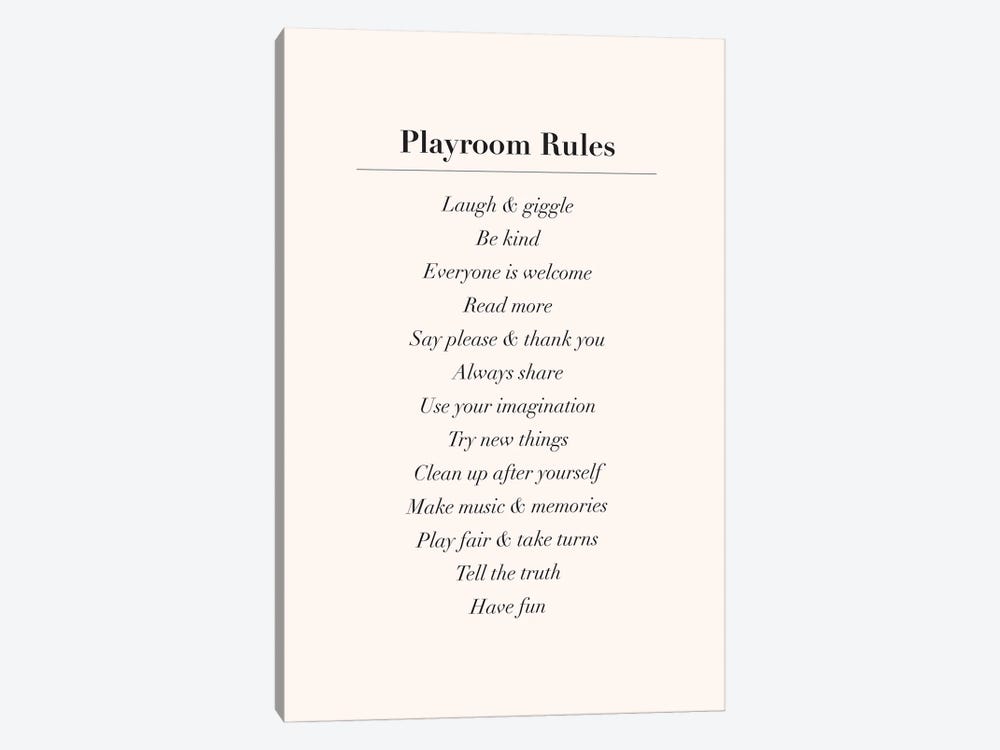 Playroom Rules by Nicole Basque 1-piece Canvas Art Print