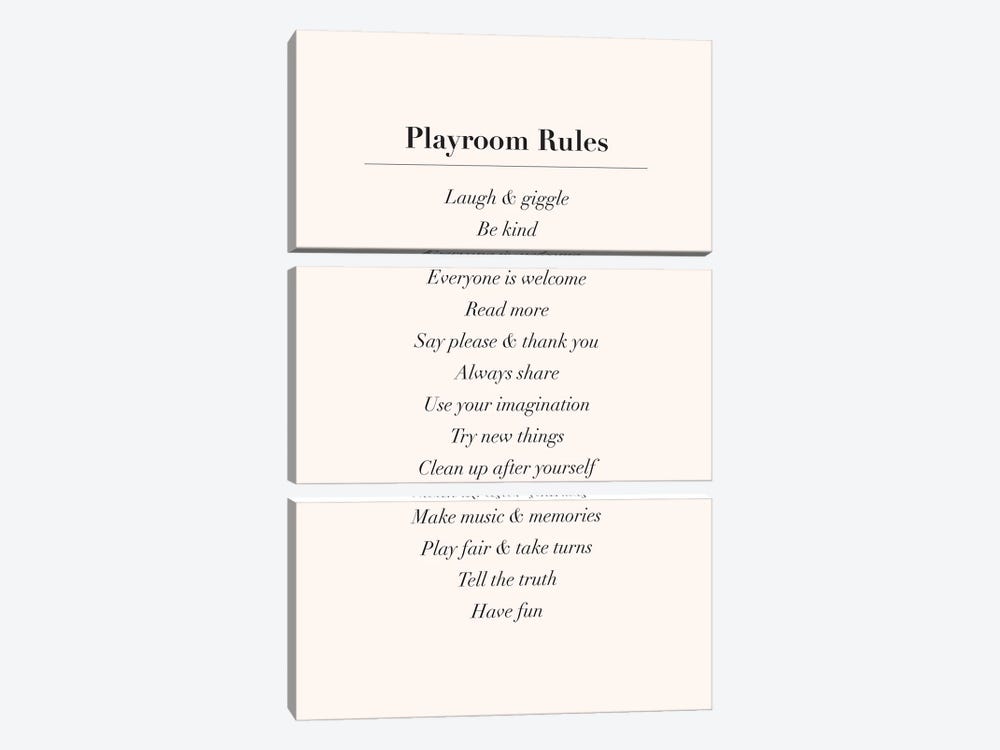 Playroom Rules by Nicole Basque 3-piece Canvas Print