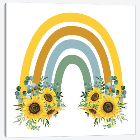 Rainbow Sunflower Canvas Print #NBQ89} by Nicole Basque Canvas Artwork