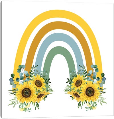 Rainbow Sunflower Canvas Art Print - Nicole Basque
