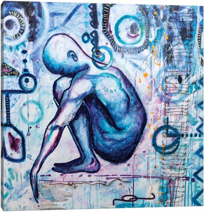 Balance Canvas Art Print - Blue Nude Collection
