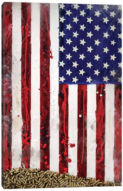 SPENT Canvas Art Print - American Flag Art