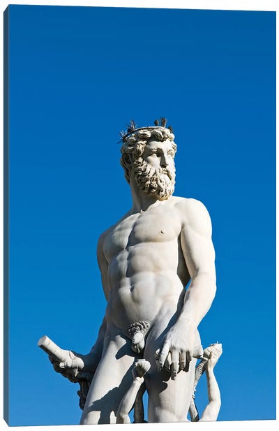 Neptune Figure, Fountain Of Neptune, Piazza della Signoria, Florence, Tuscany Region, Italy Canvas Art Print - Danita Delimont Photography