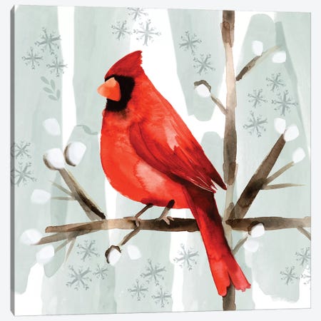 Christmas Hinterland I - Cardinal Canvas Print #NDD111} by Noonday Design Canvas Wall Art
