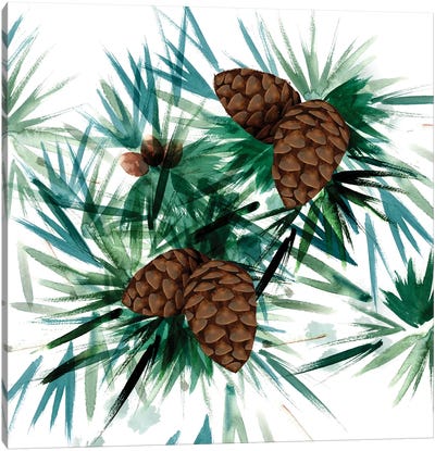 Christmas Hinterland II - Pine Cones Canvas Art Print - Farmhouse Christmas Décor