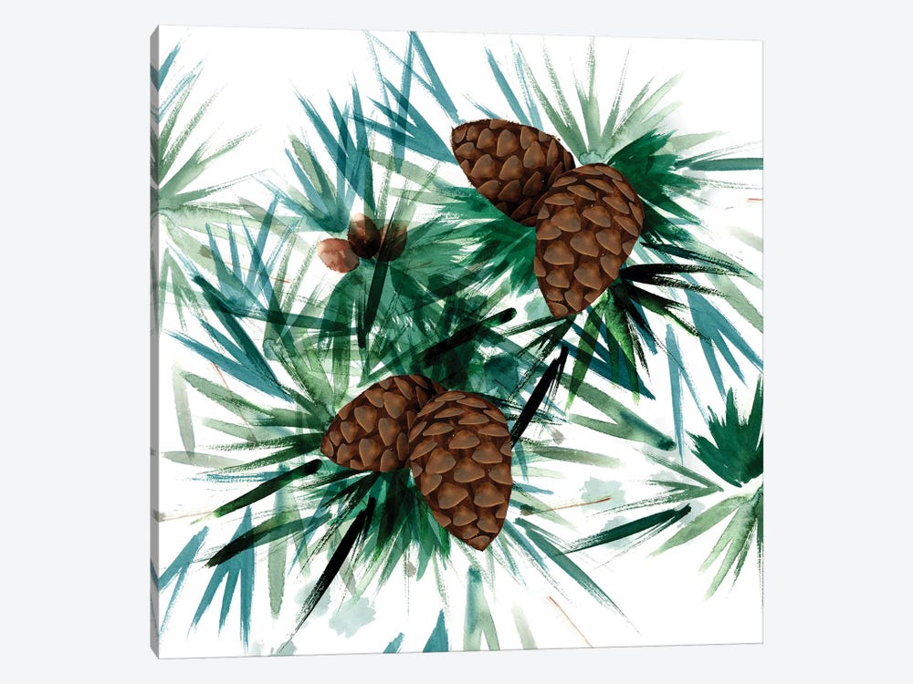 Christmas Hinterland II - Pine Cones by Noonday Design 1-piece Canvas Wall Art