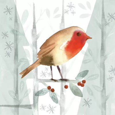 Christmas Hinterland III - Robin by Noonday Design framed canvas print