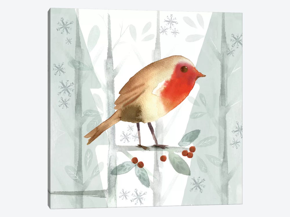 Christmas Hinterland III - Robin by Noonday Design 1-piece Canvas Print