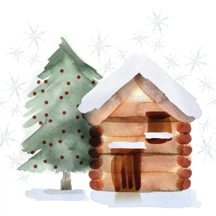 Christmas Hinterland IV - Tree & Cabin by Noonday Design wall art