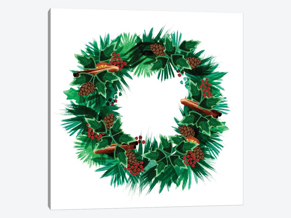Christmas Hinterland IV - Wreath by Noonday Design 1-piece Canvas Print