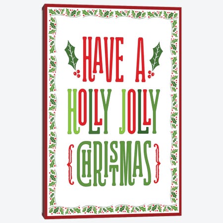 Colorful Christmas with border I Canvas Print #NDD120} by Noonday Design Canvas Print