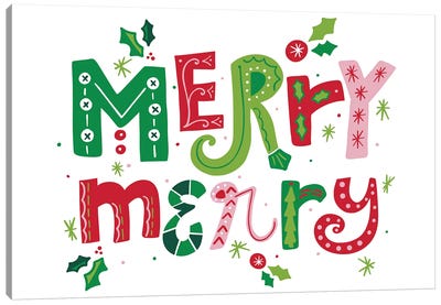 Festive Lettering - Merry Merry Canvas Art Print - Noonday Design