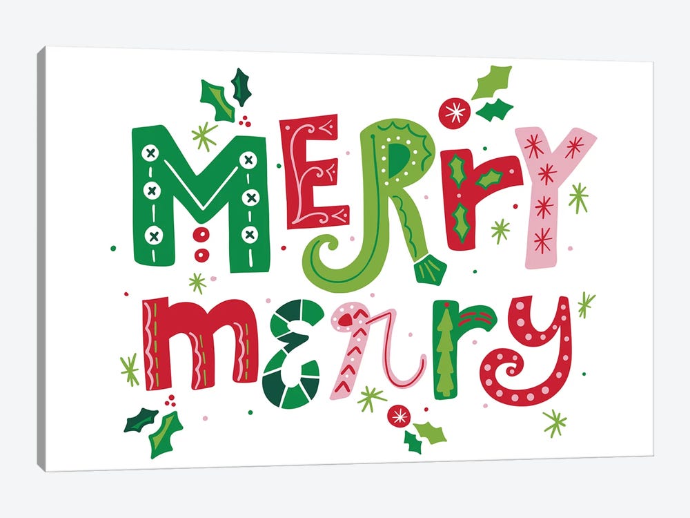 Festive Lettering - Merry Merry 1-piece Art Print
