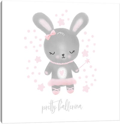 Ballerina Bunny III Canvas Art Print - White Art