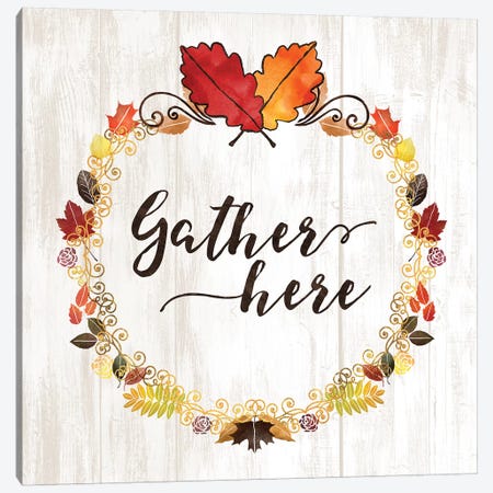 Pumpkin Spice Gather Here Canvas Print #NDD135} by Noonday Design Art Print