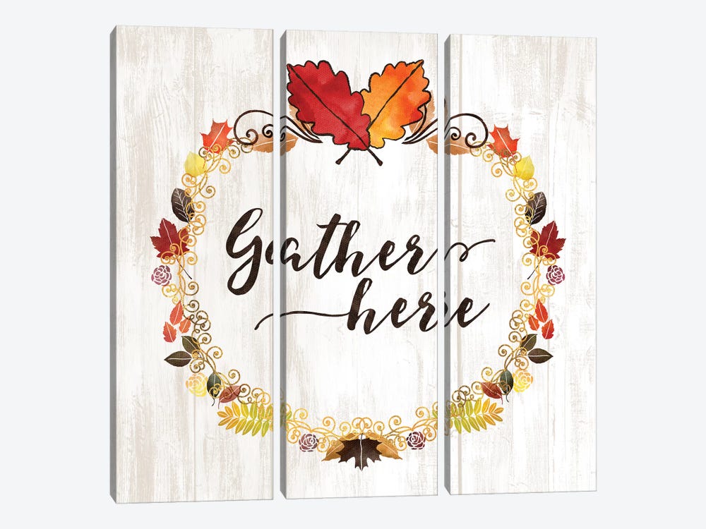 Pumpkin Spice Gather Here by Noonday Design 3-piece Canvas Print