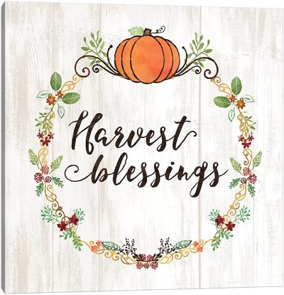 Pumpkin Spice Harvest Blessings Canvas Art Print - Noonday Design