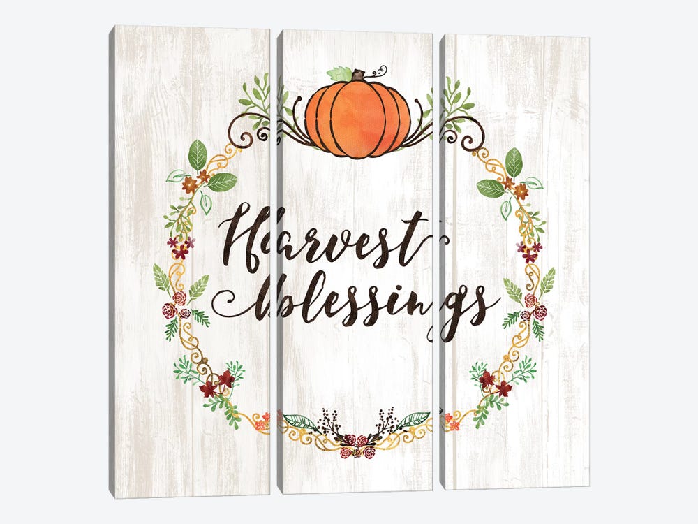 Pumpkin Spice Harvest Blessings by Noonday Design 3-piece Canvas Art
