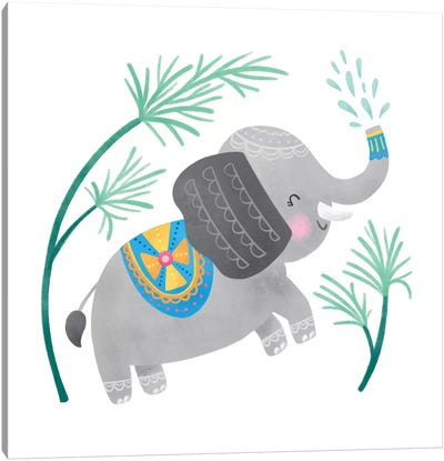 Playful Pals -Elephant Canvas Art Print - Noonday Design
