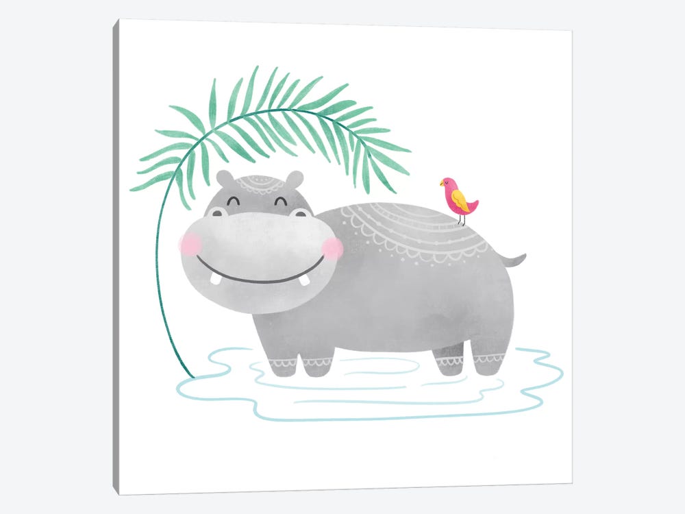 Playful Pals- Hippo by Noonday Design 1-piece Canvas Artwork