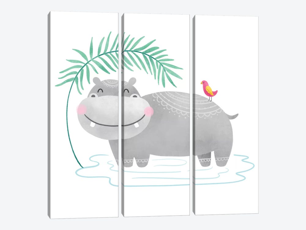 Playful Pals- Hippo by Noonday Design 3-piece Canvas Artwork
