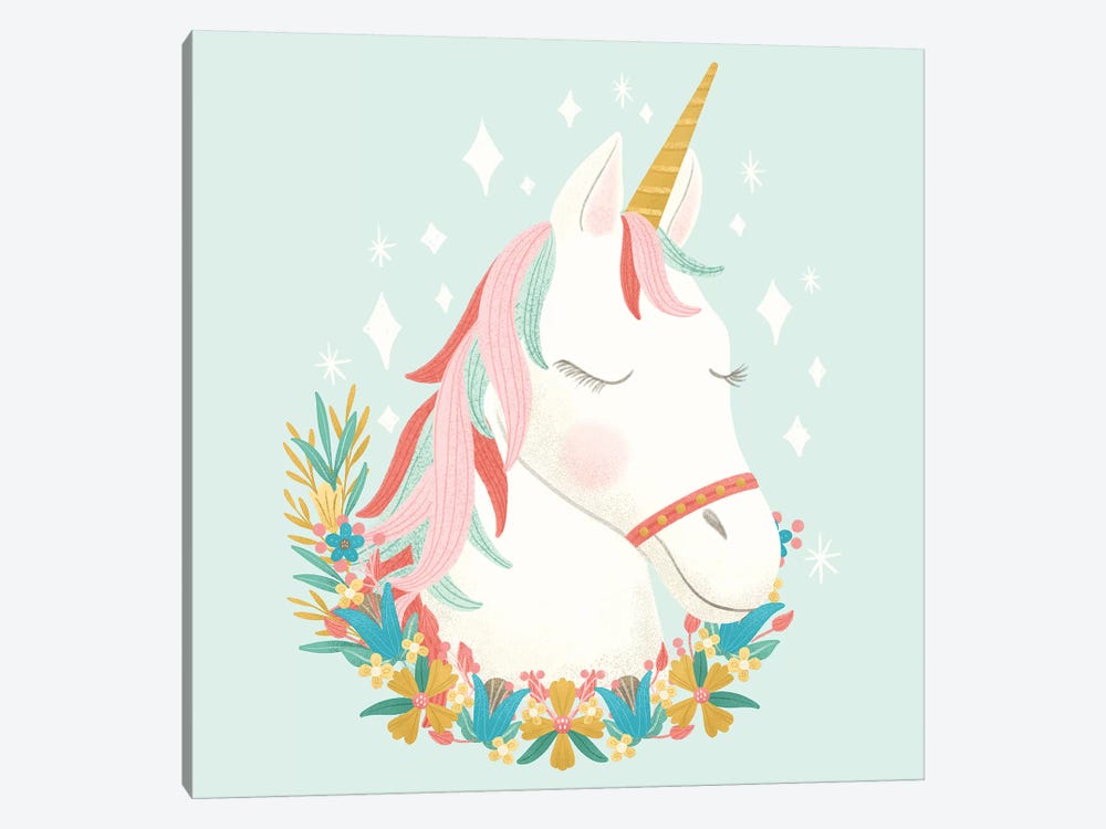 Unicorns and Flowers I by Noonday Design 1-piece Canvas Art