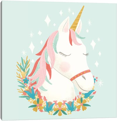Unicorns and Flowers I Canvas Art Print - Noonday Design