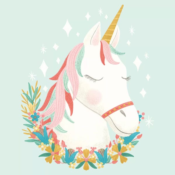 Unicorns: Unicorns and Flowers I by Noonday Design
