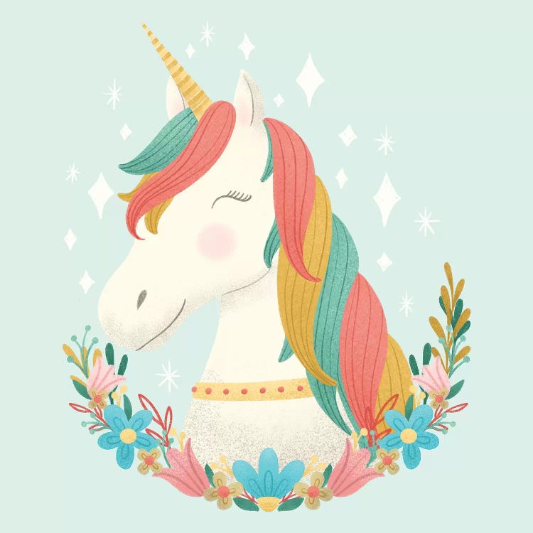 Unicorns and Flowers II by Noonday Design wall art