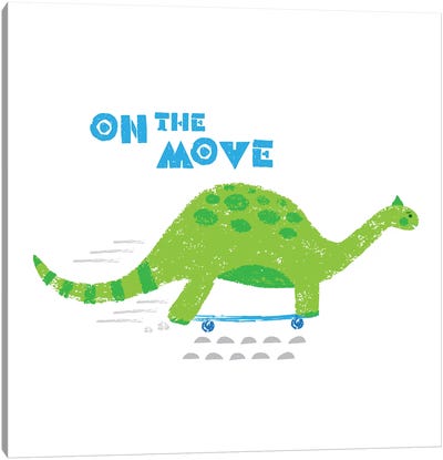 Dinos On The Move I Canvas Art Print - Dinosaur Art